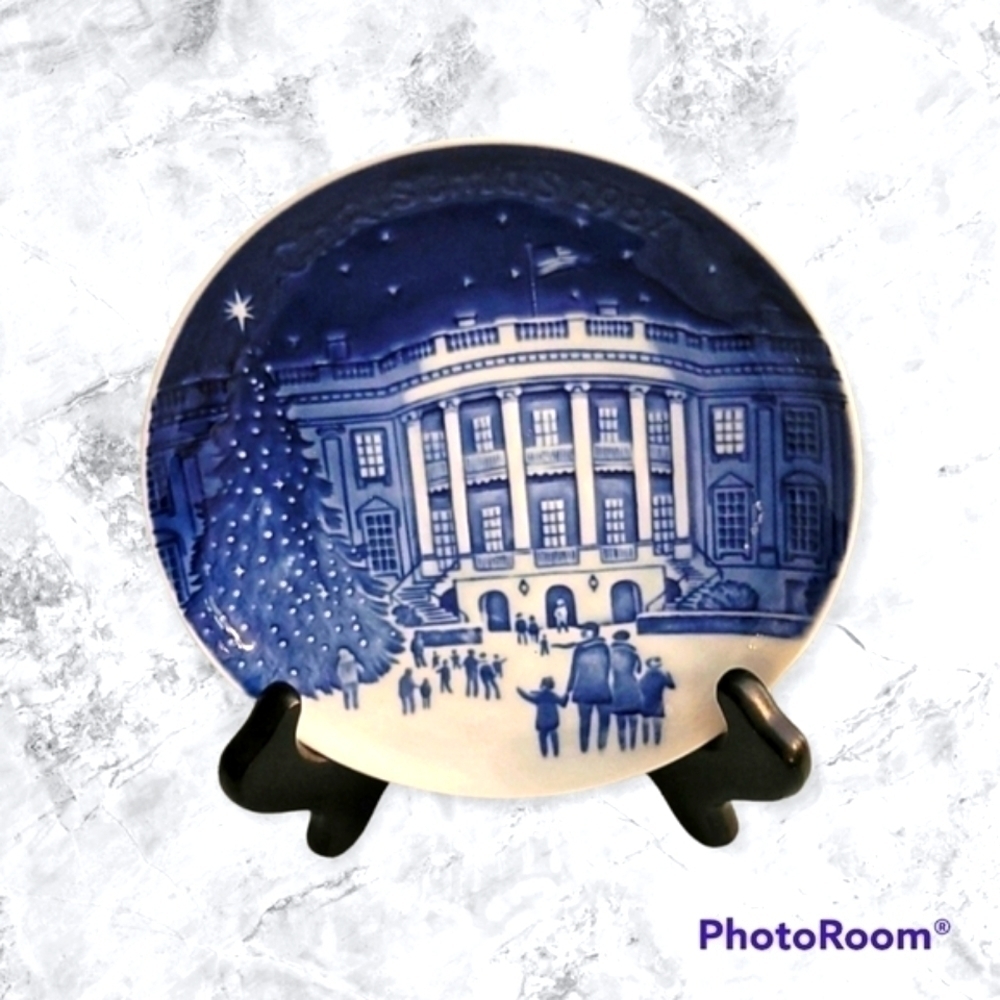 3/$30 VTG Christmas in America Porcelain Danish Transferwear Collector's Plate